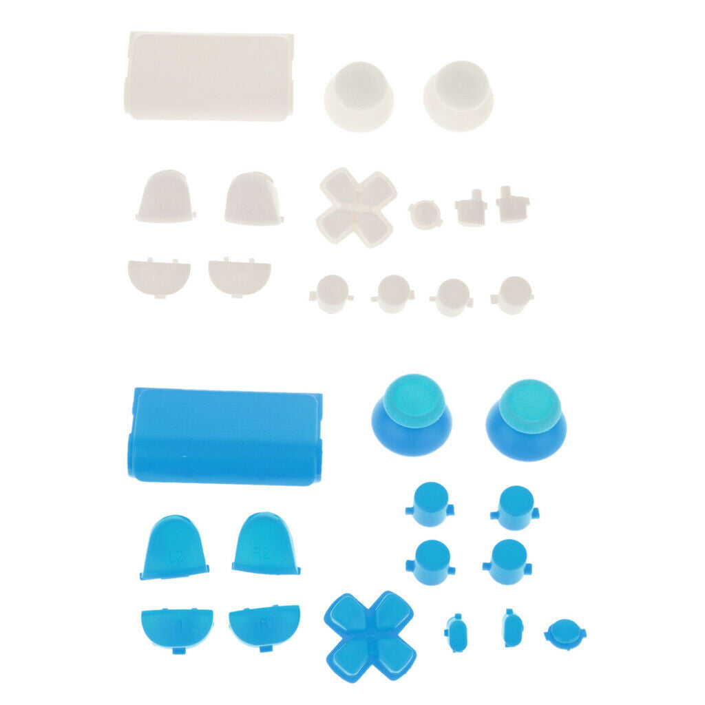 2 Set L2 R2 L1 R1 Grip Caps Buttons for Sony PS4 Controller Light Blue+White