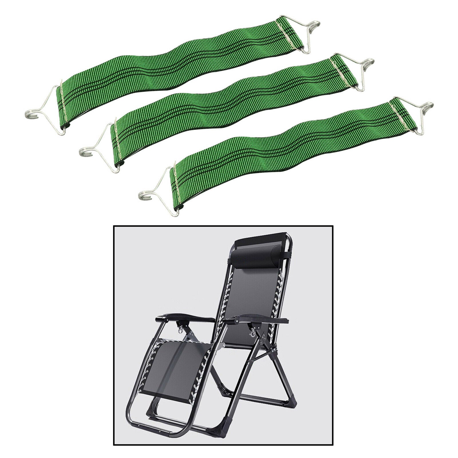 3 Pack Durable Recliner Fixing Straps for Patio Beach Fishing Leisure Chairs