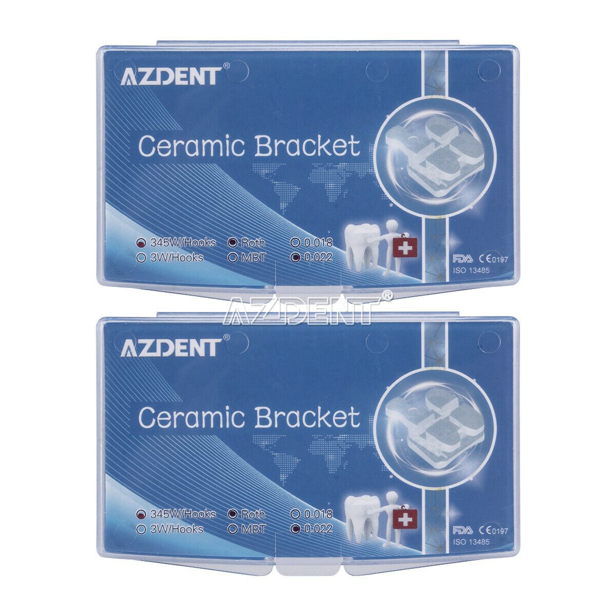 50 X Dental Orthodontic Ceramic Invisible Brackets Roth 0.022 3-4-5 Hooks AZDENT