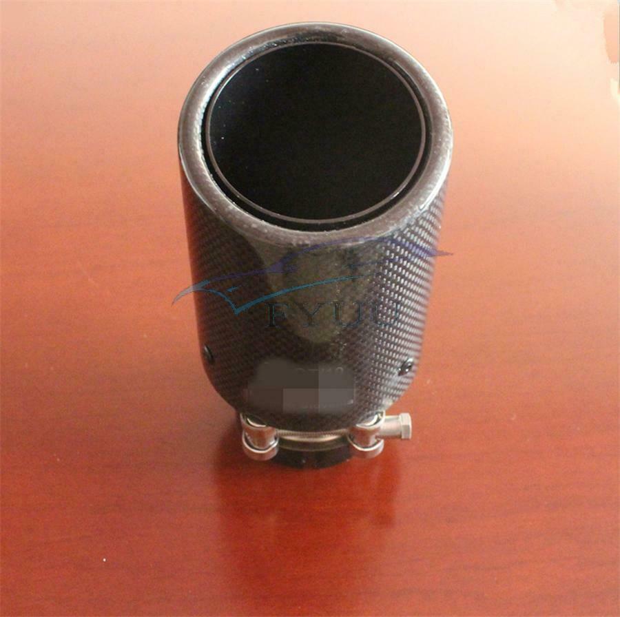 Glossy Carbon Fiber Look Car Exhaust Muffler Tip Inlet 63mm Outlet89mm Universal
