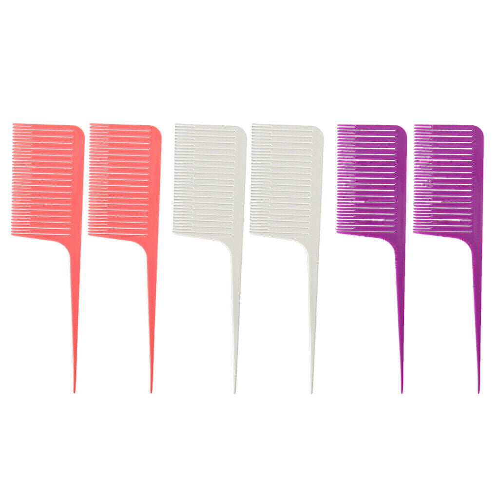 6pcs Weaving Highlighting Foiling Hair Comb for Salon Combs Tool Rat Tail