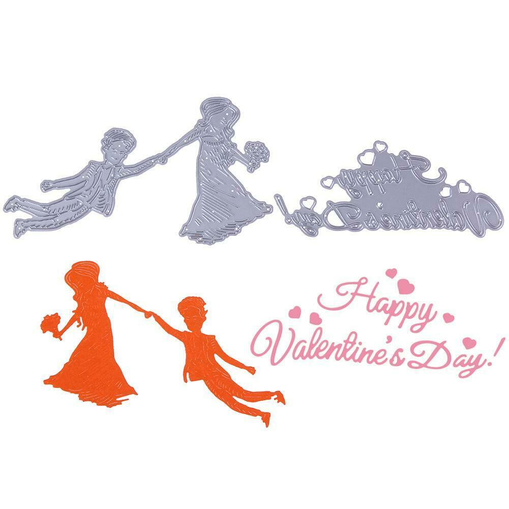 2pcs Cutting Dies Happy Valentine DIY Photo Album Scrapbook Emboss Stencils @