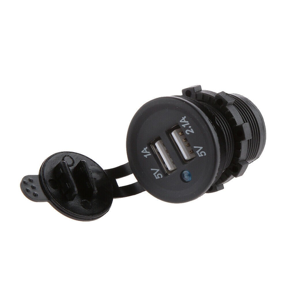 Waterproof 12V-24V 3.1A Motorcycle Car Boat Dual USB Power Charger Splitter