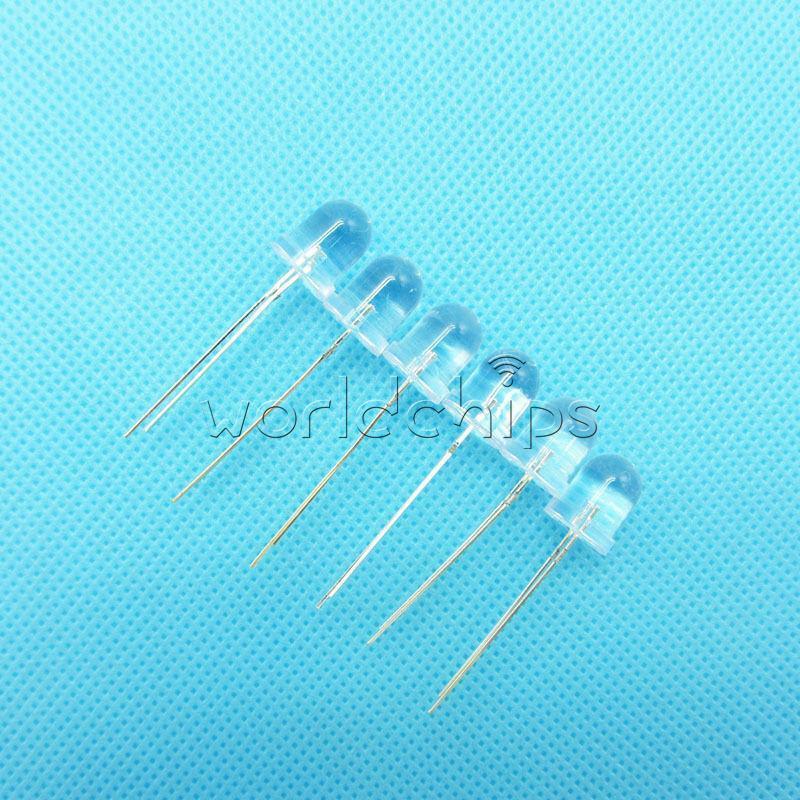 50PCS 8mm LED White Emitting Diodes Transparent Ultra Bright Lamp Round Light