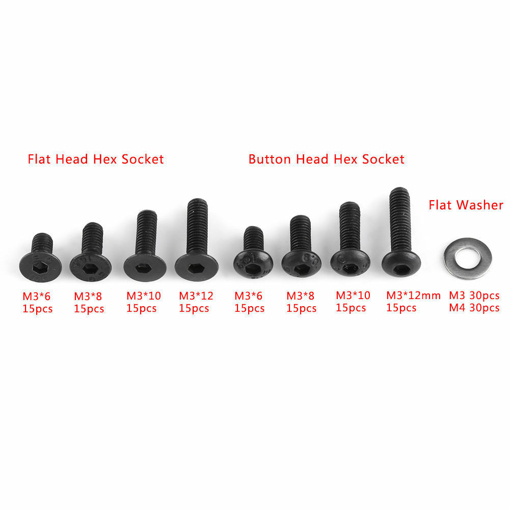 180pcs-Bolt-Screw-M3-M4-Flat-Washer-Assortment-Kit-for-1-10-HSP-RC-Car  180pcs-B