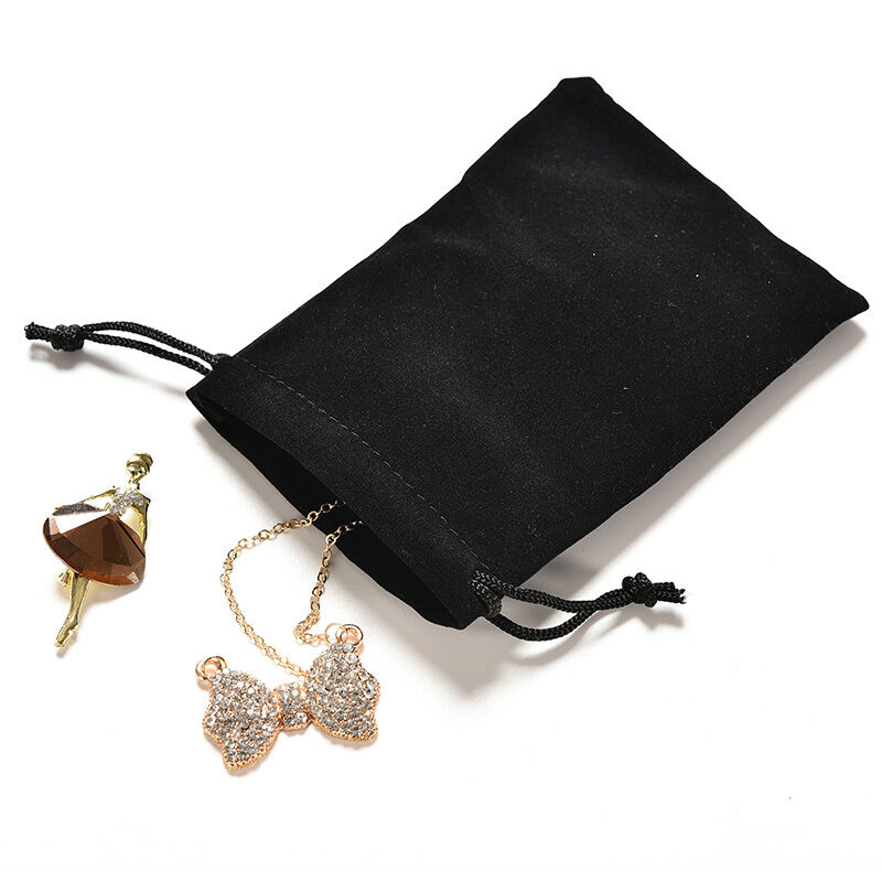 2X Jewelry Bag Black Velvet Necklace Ring Earrings Storage Bag Display Bag.l8