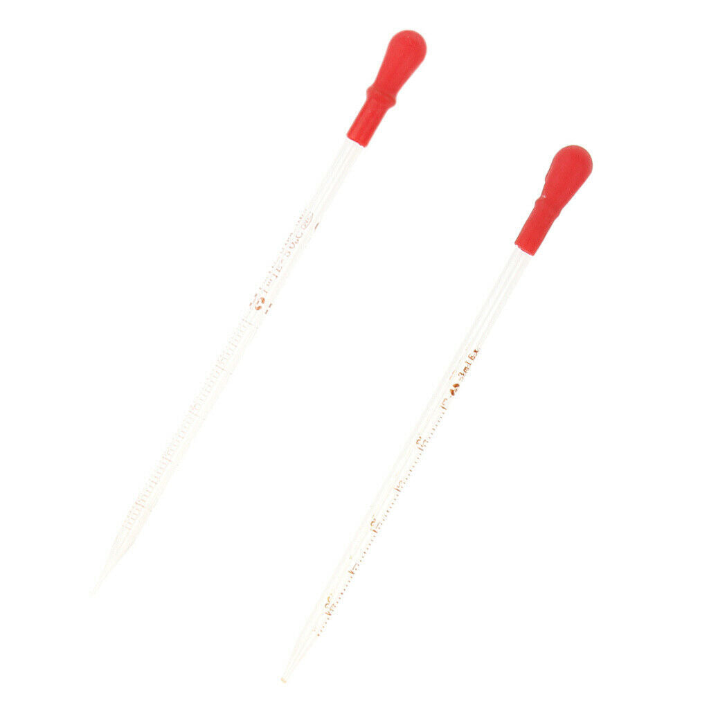 2 Pcs 1ml 3ml Glass Graduated Pipette Droppers Laboratory