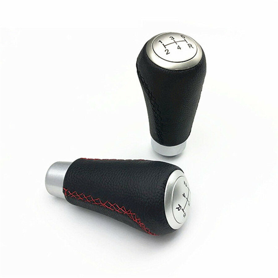 1x Universal Car Gear Shift Knob 5 Speed Handle Stick Shifter Black+Red Stitche