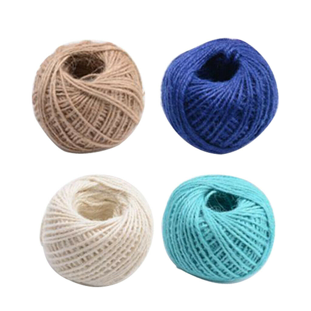 50M 2mm Colorful Natural Jute Twine Cord String Rope 2 Ply 4 Rolls DIY Craft