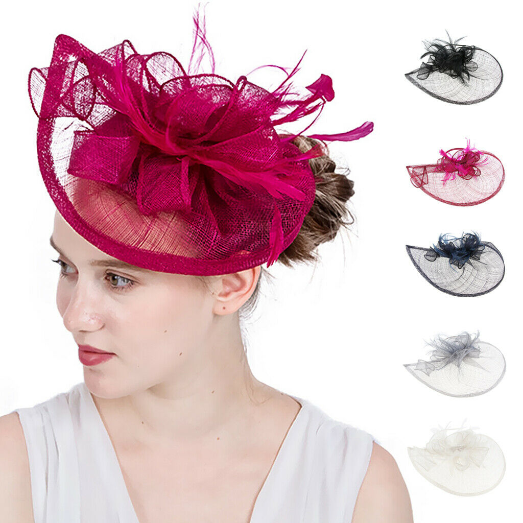 Women Hair Clip Fascinator Headpieces Wedding Bridal Hair Accessory Wine Red