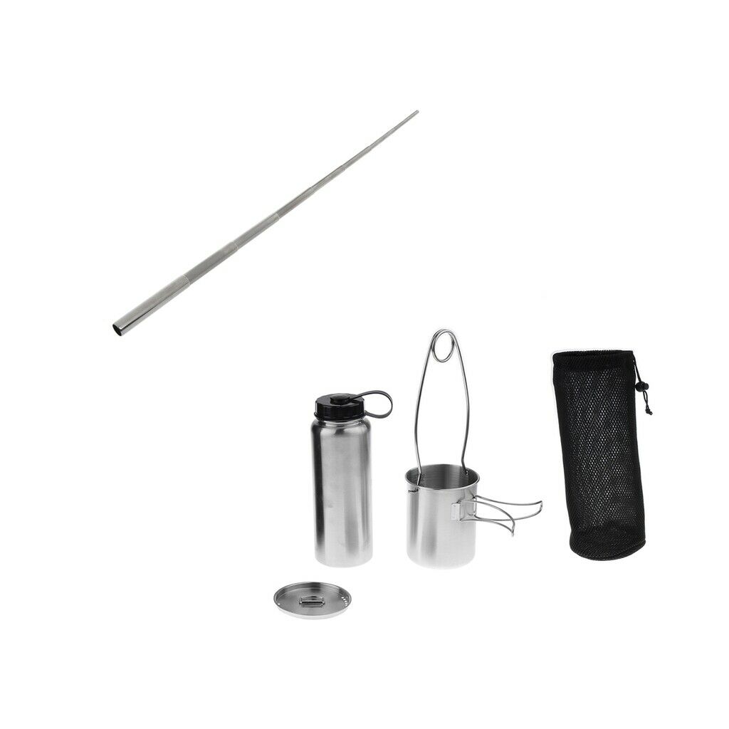 Camping Cooking Set Bottle Cup Pot Hanging Hook + fire starter Fire Blow Tube