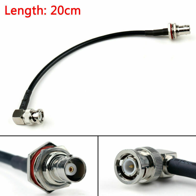 5x 20cm 8" RG58 Cable BNC Male  Right Angle To BNC Femal Jack Pigtail B5