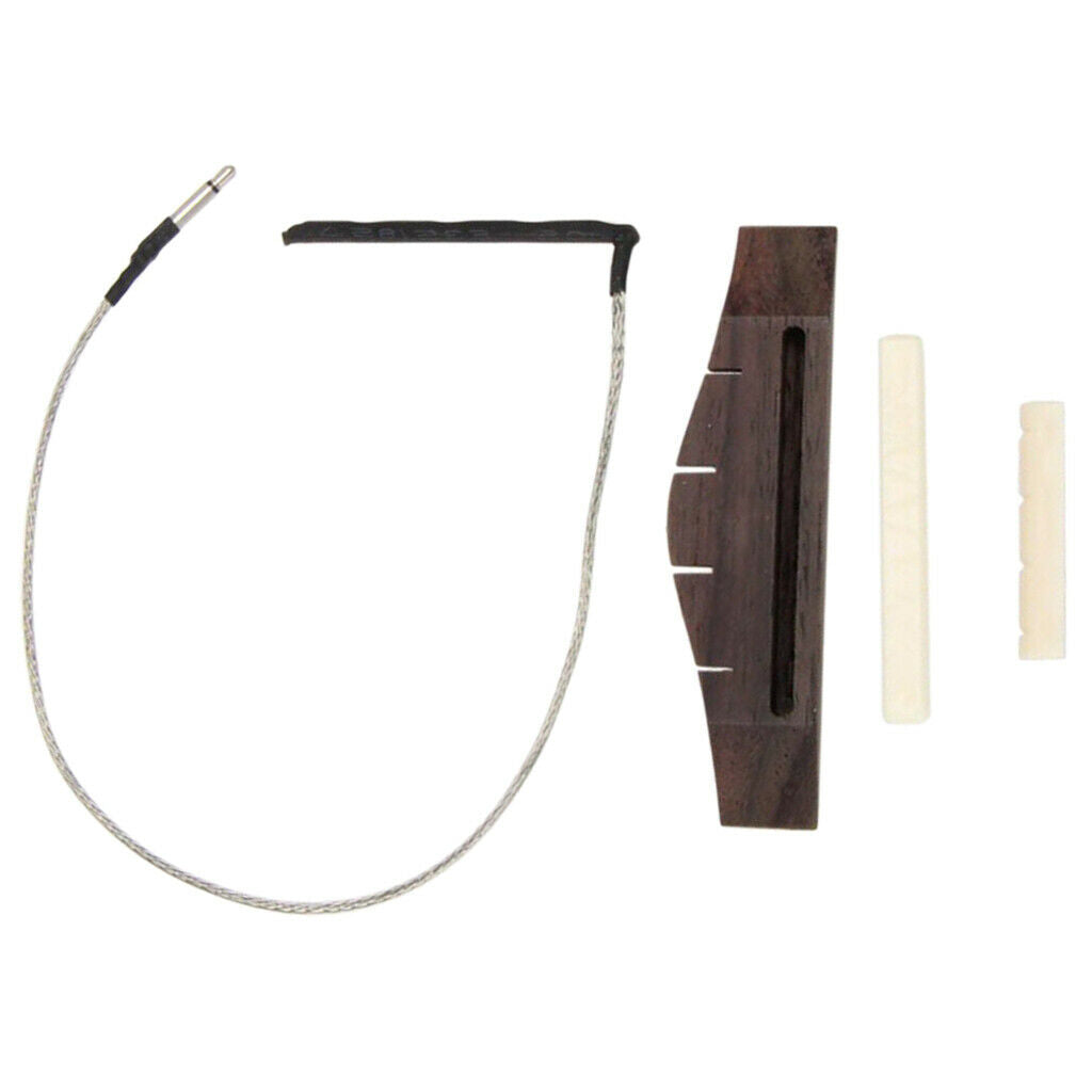Rosewood Bridge +Piezo Pickup+Saddle Nut Slotted for Ukulele Guitar Parts