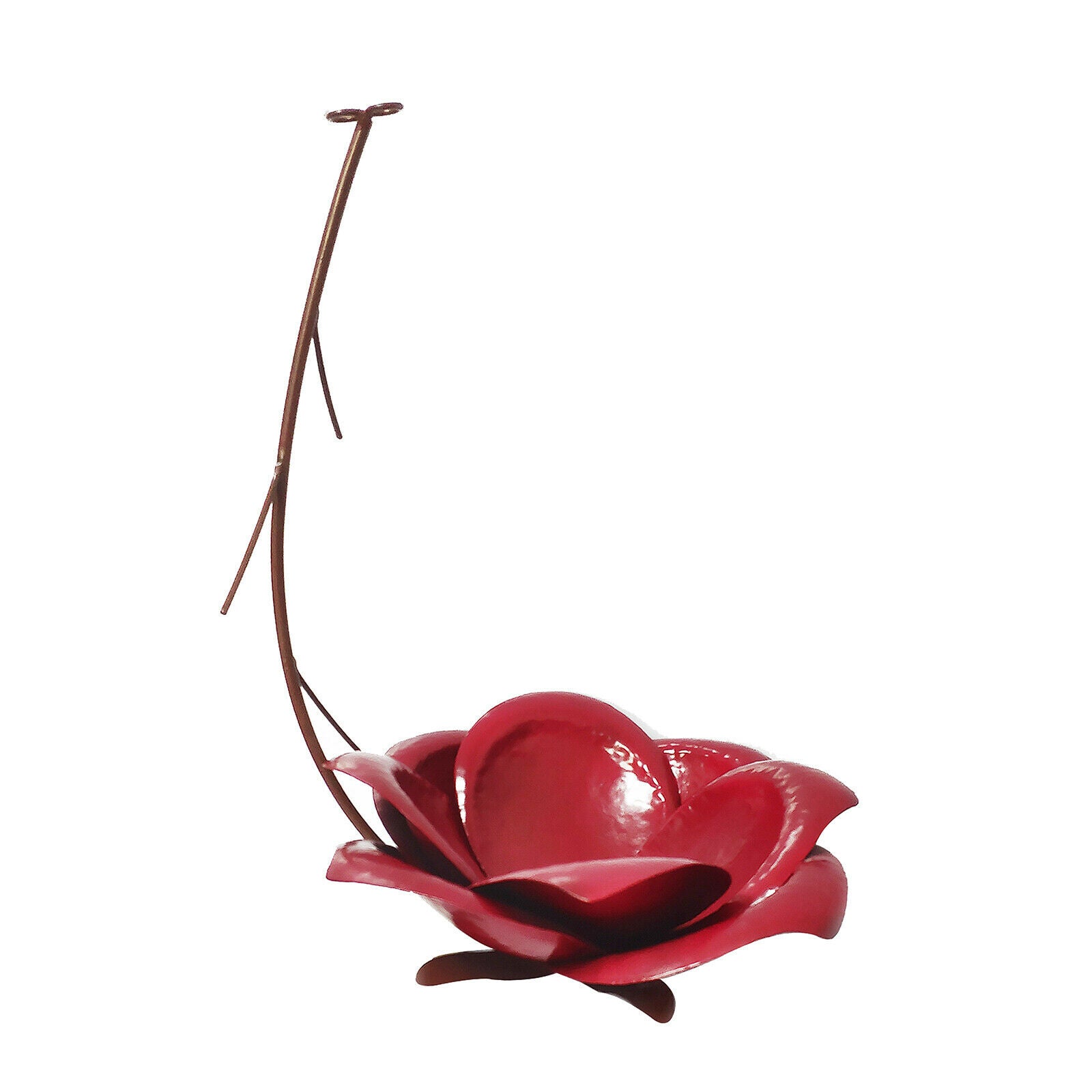 Iron Metal Courtyard Outside Red Lotus Flowers Bird Feeder Easy to Clean