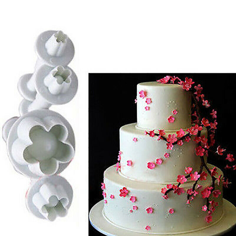 4PCS Flower Shape Baking Mold Kitchen Biscuit Cookie Cutter Fondant Cake .l8