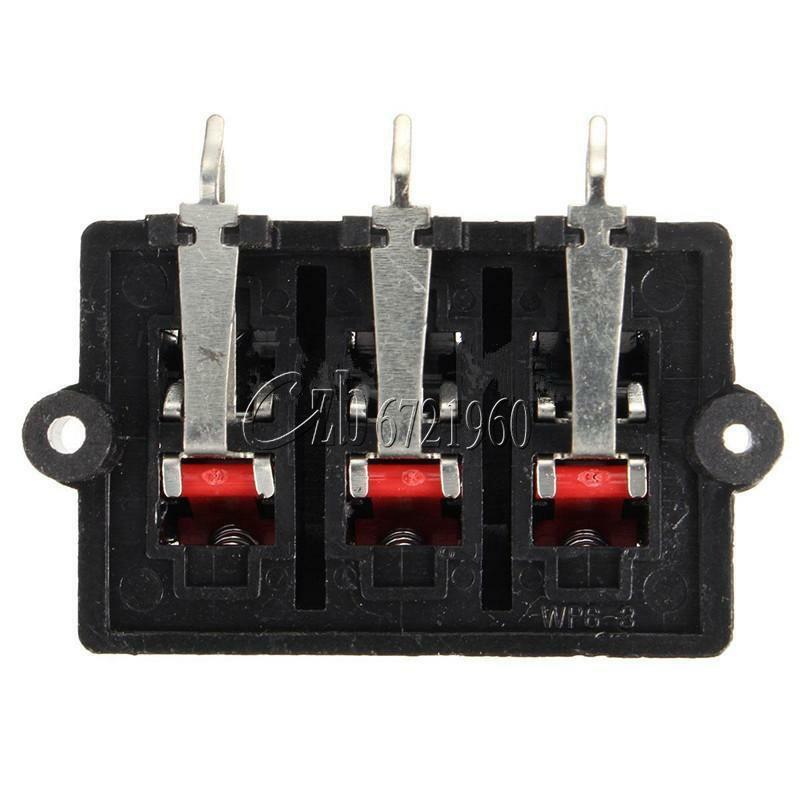 6 Way Speaker Terminal Strip Plate Stereo Connector Block Spring Push Release