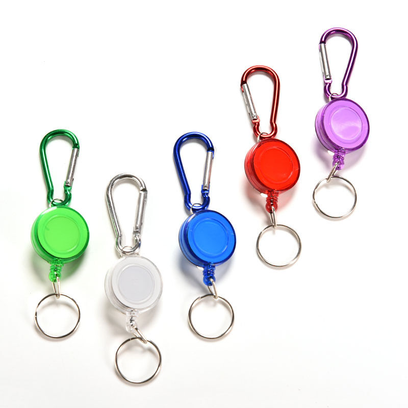 5X Colourful Retractable Strap Carabiners Clips Cards Label Key Chain Fan.l8