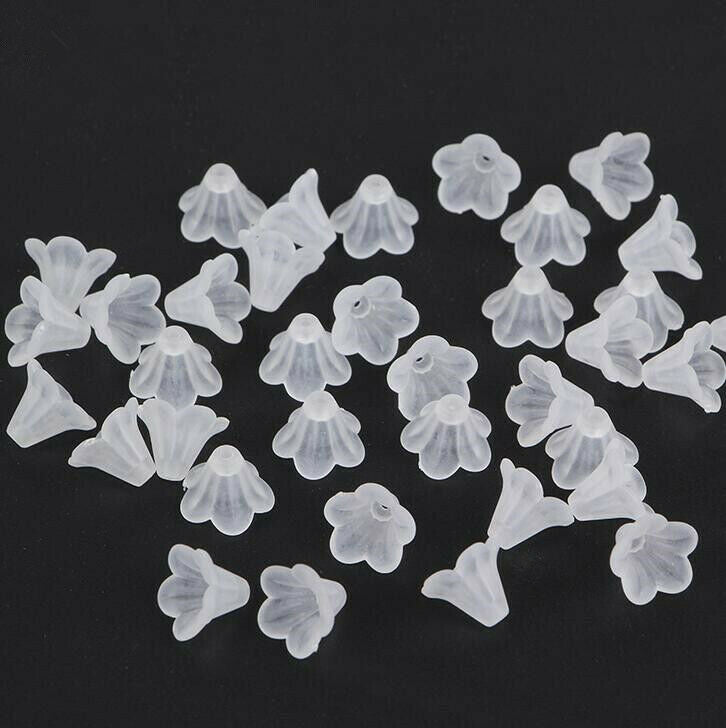 100pcs white flower frosted acrylic gasket jewelry cap for jewelry making 14mm