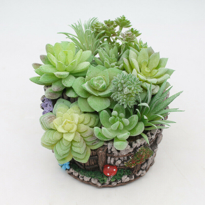 11Pcs Unpotted Artificial Succulents Flocked Plants Stems Desk Home Decor Garden