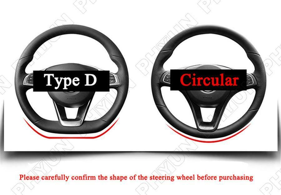 38 CM Universal Real Carbon Fiber Leather Type D Car Steering Wheel Cover Trim