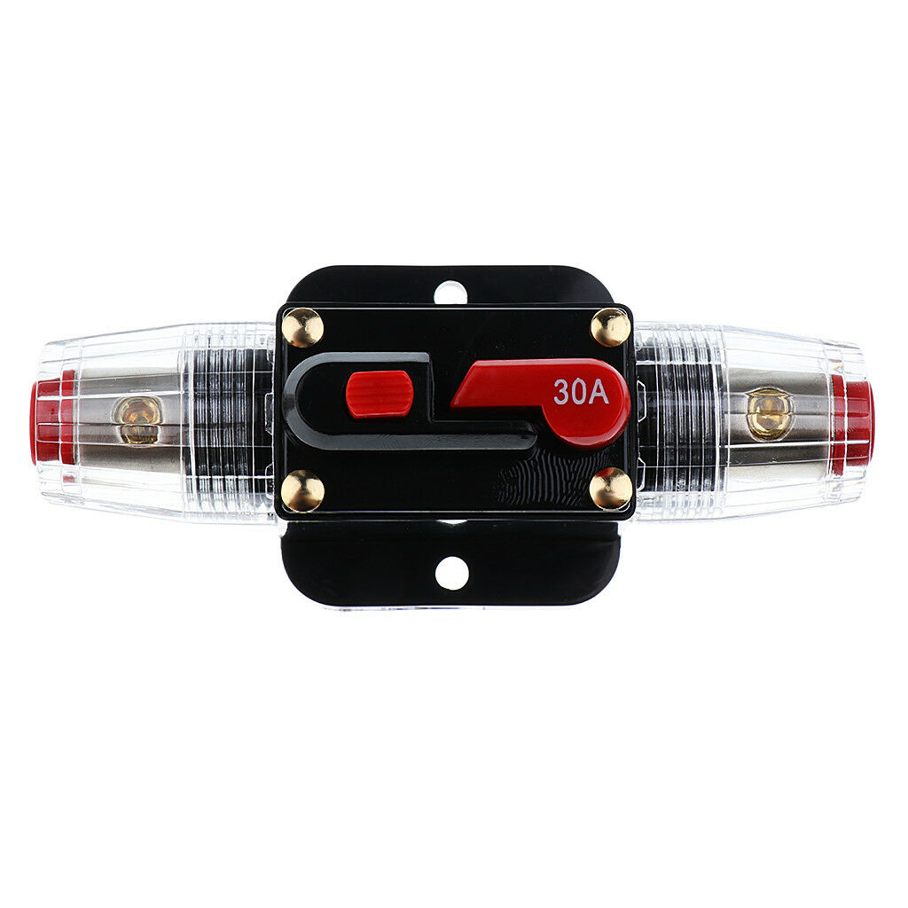 Car Boat Audio Circuit Breaker with Inline Manual Reset Fuse Holder 30A AMP