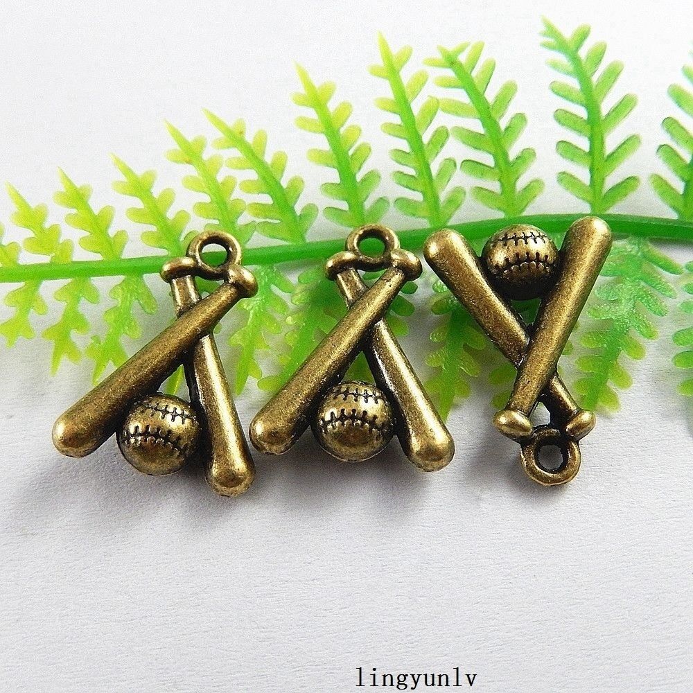 40pcs Antiqued Bronze Alloy Baseball Game Charms Pendant Jewelry Crafts 51229