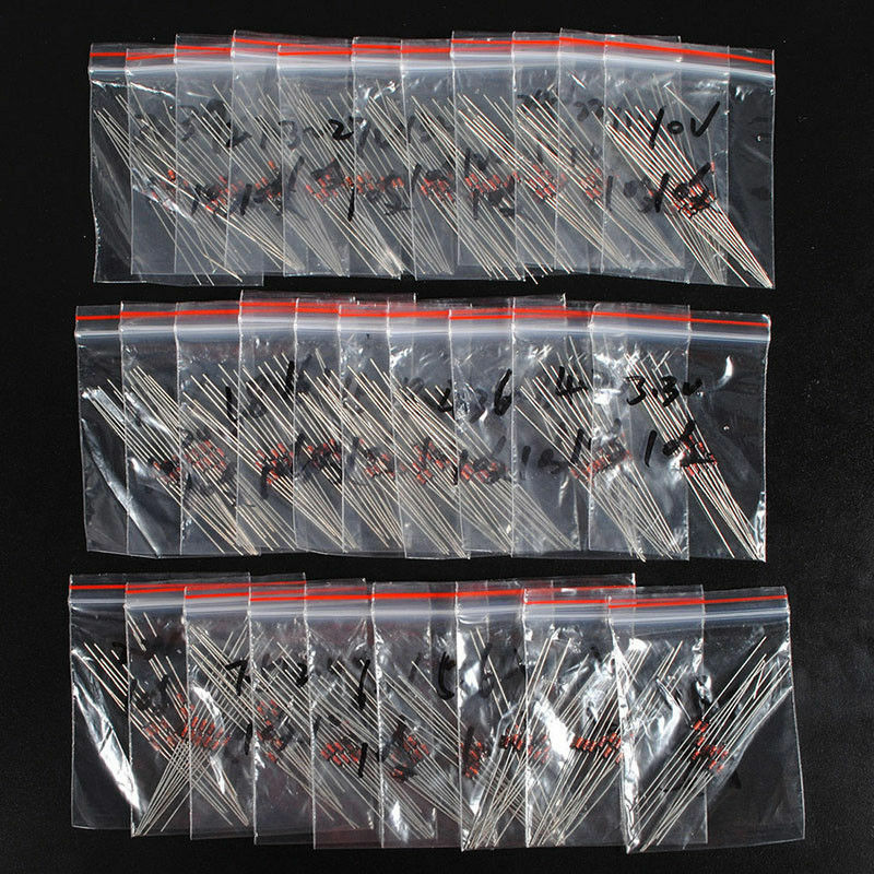 150Pcs 30 Values 1/2W 0.5W 2V-39V Zener Diode Assorted Kit Assortment Set