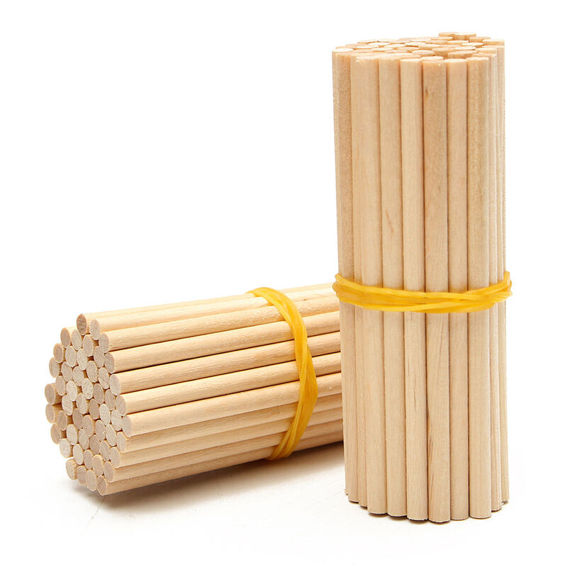 100Pcs Blank Wooden Sticks Round Rods Dowel DIY Crafts Kids Supply 3x100mm