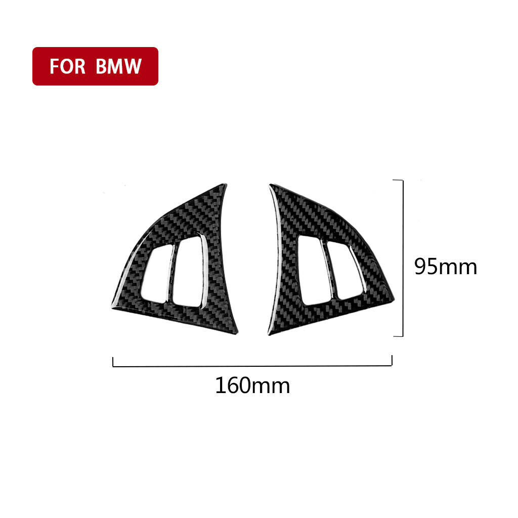 2pcs Carbon Fiber Inner Steering wheel cover trim Decor For BMW X5 E70 2008-2013
