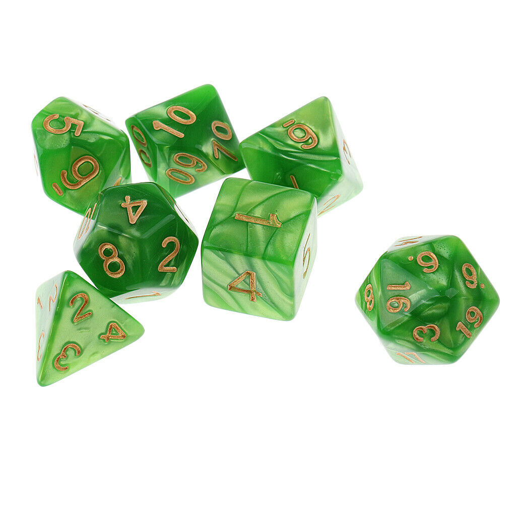 7PCS Polyhedral Dice 16mm for  Dice DND RPG Yellow Green