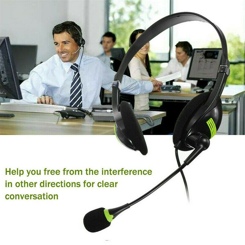 USB Wired Computer Headset Headphone with Microphone for Windows PC Laptop