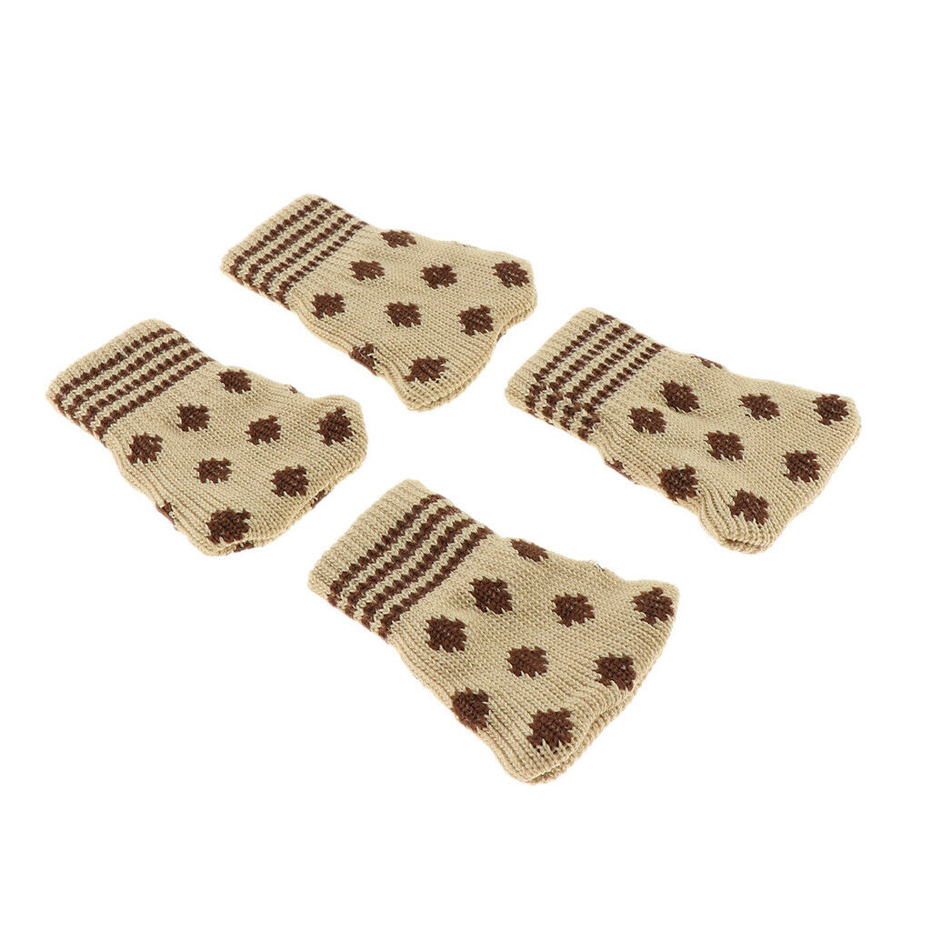 4pcs Knitted Furniture Feet Socks Chair Leg Floor Protector Covers Dots