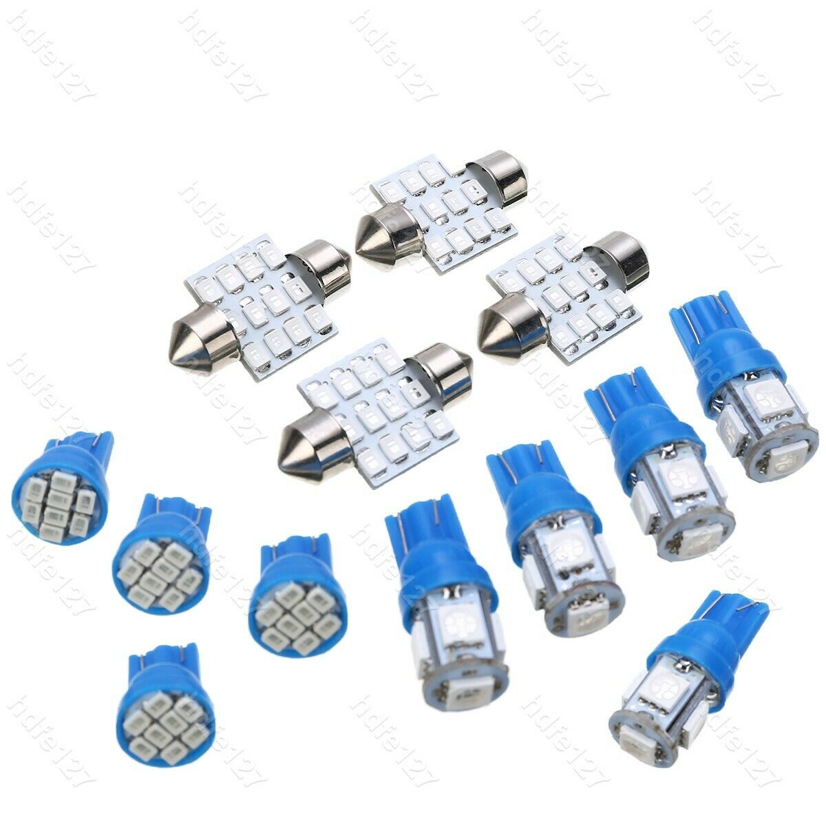 13pcs Blue Car LED Light Interior Package Bulb Kit for Dome License Plate Lamps