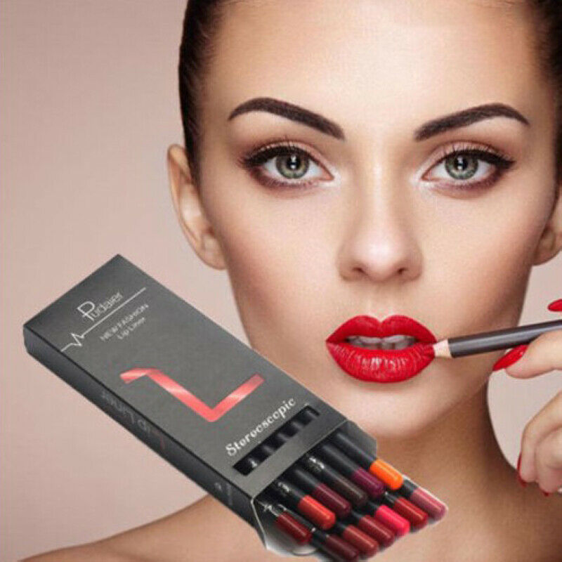 12 Pcs/Set Waterproof Lip Liner Lipstick Long Lasting Matte Lipliner Pencil Pen