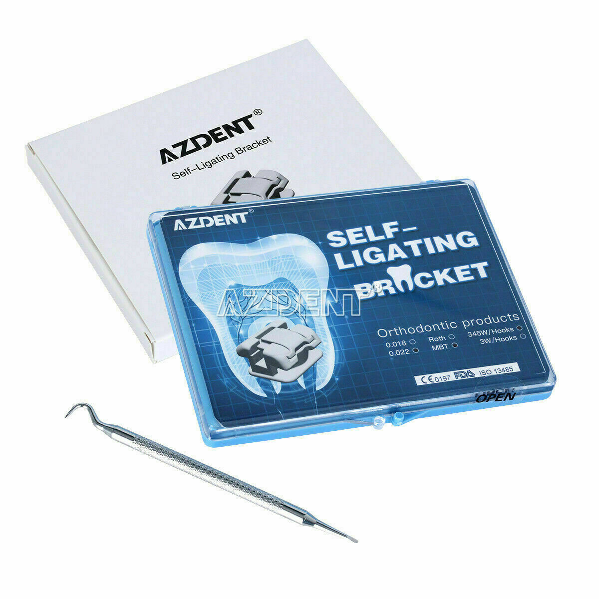 Self-Ligating Brackets with Buccal Tube MBT 022" 345 Hooks Dental Orthodontics
