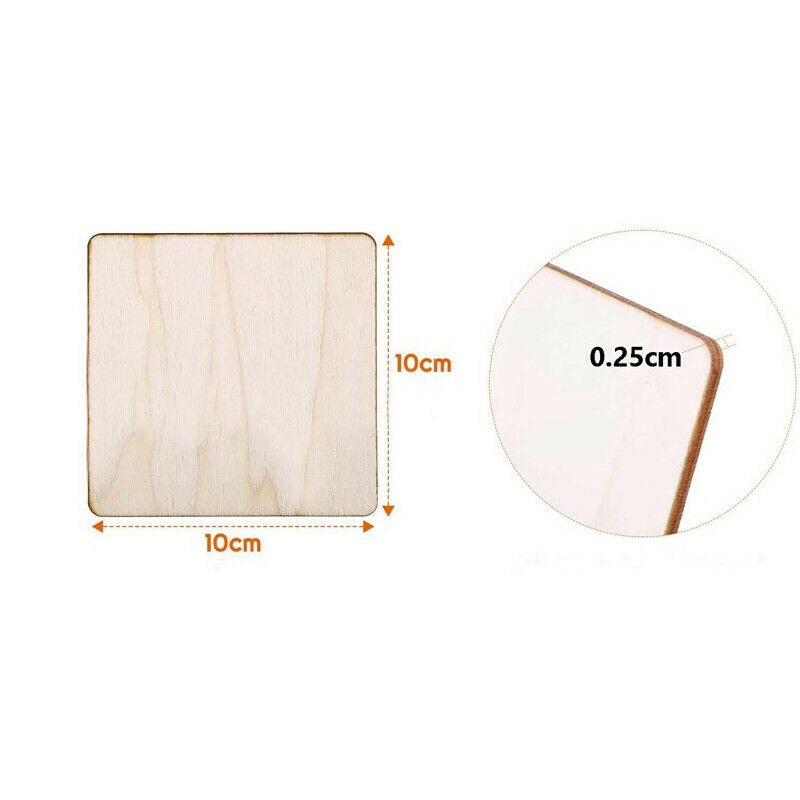 1pc 4" x 4" Unfinished Wood Pieces Wooden Squares Cutout Tiles Crafts DIY
