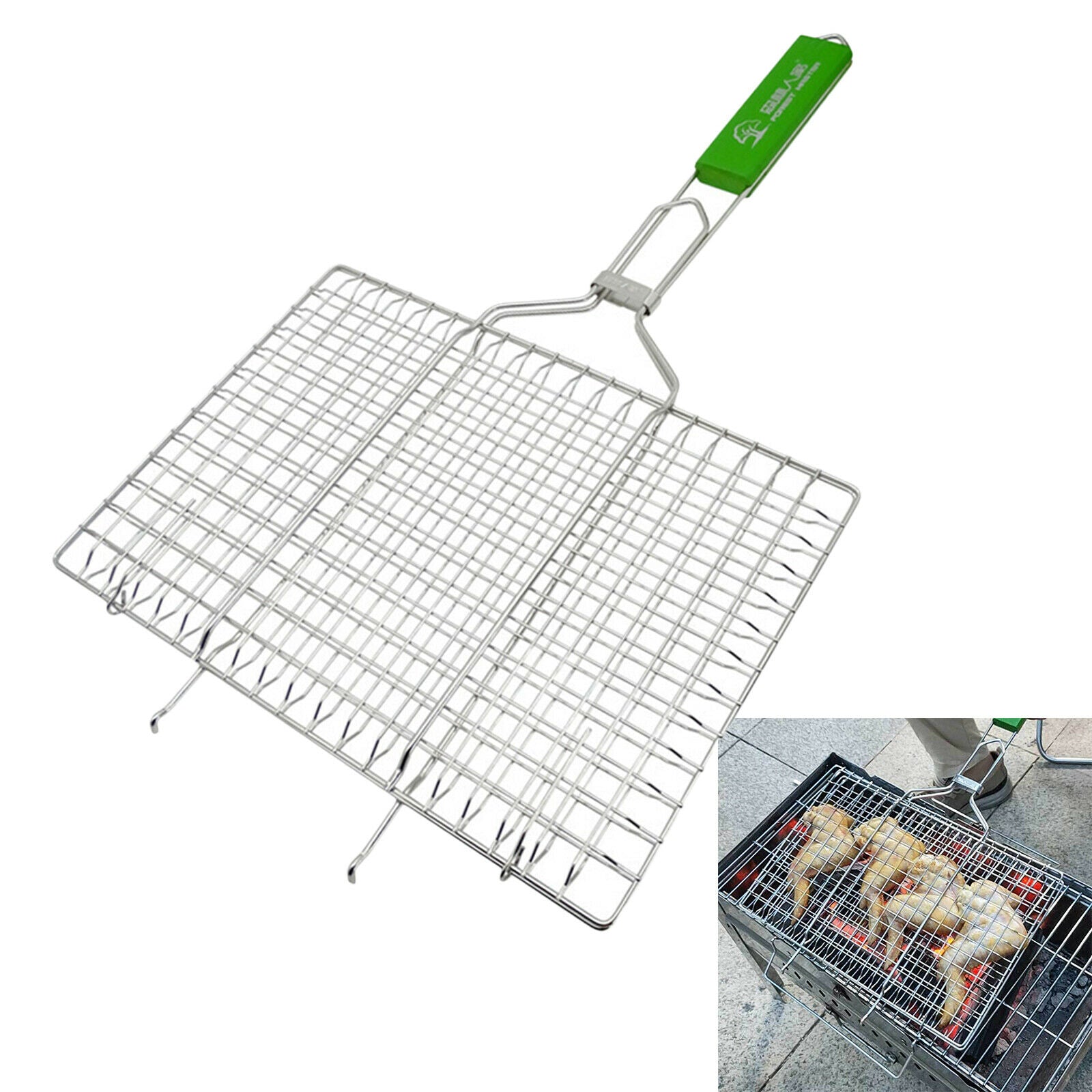 Stainless Steel BBQ Fish Grilling Basket Vegetables Steak Grill Net Accs