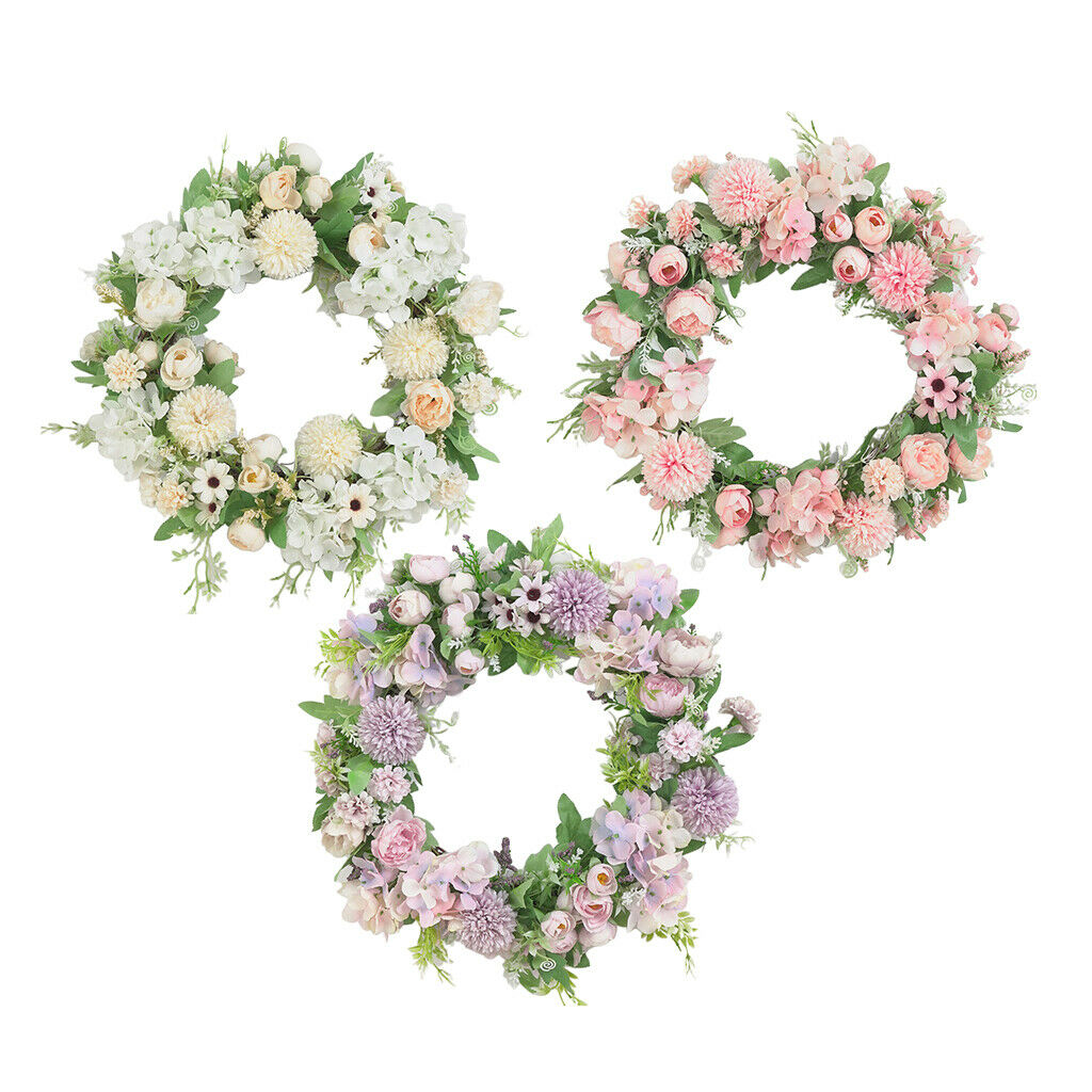 2PC Silk Artificial Wreath Garland Front Door Farmhouse Wall Decor Purple