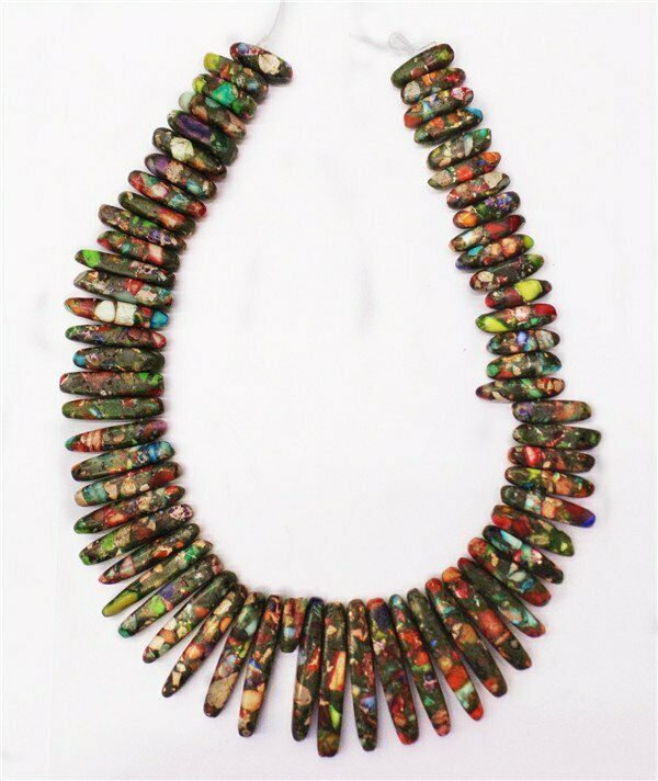 1 Strand Multicolor Sea Sediment Jasper & Pyrite Chips Loose Beads 15.5" HH7491