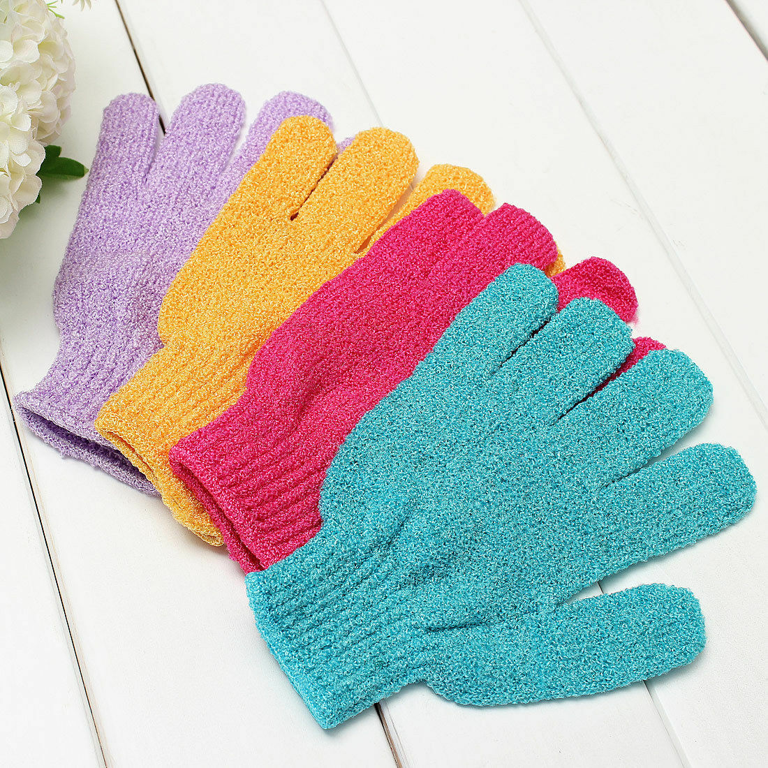 5PCS  Exfoliating Shower Skin Care Back Body Scrub Cleaning  Bath Gloves .l8