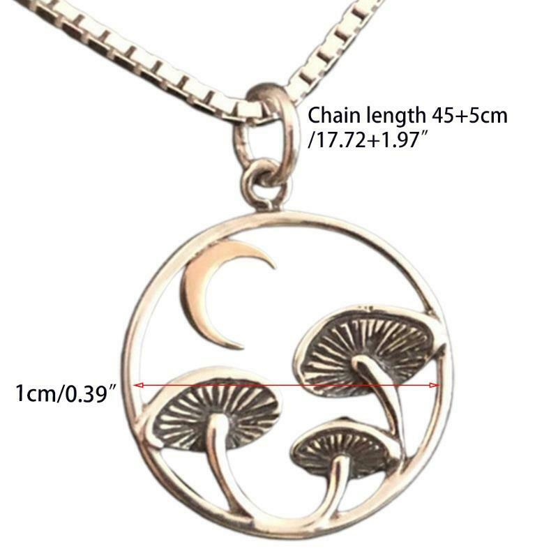 Mushroom Charm Necklace Creative Crescent Moon Pendant Jewelry Decor Party Favor