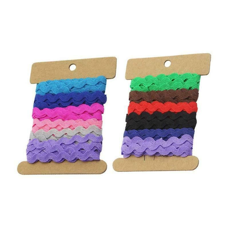 2 Rolls 5mm Colorful Wave Zig-Zag Woven Trim Polyester Ribbons for DIY Crafts
