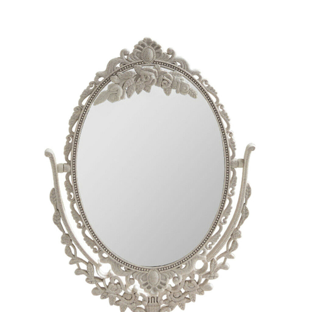 Desktop Mirror Oval Rotatable Cosmetic Makeup Mirror Desk Double Side Mirror