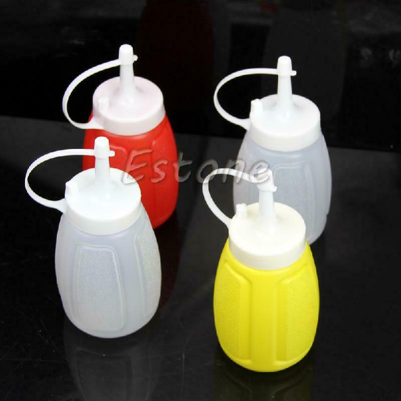 2 Pcs 200ml Plastic Squeeze Bottle Condiment Dispenser Ketchup Mustard Sauce