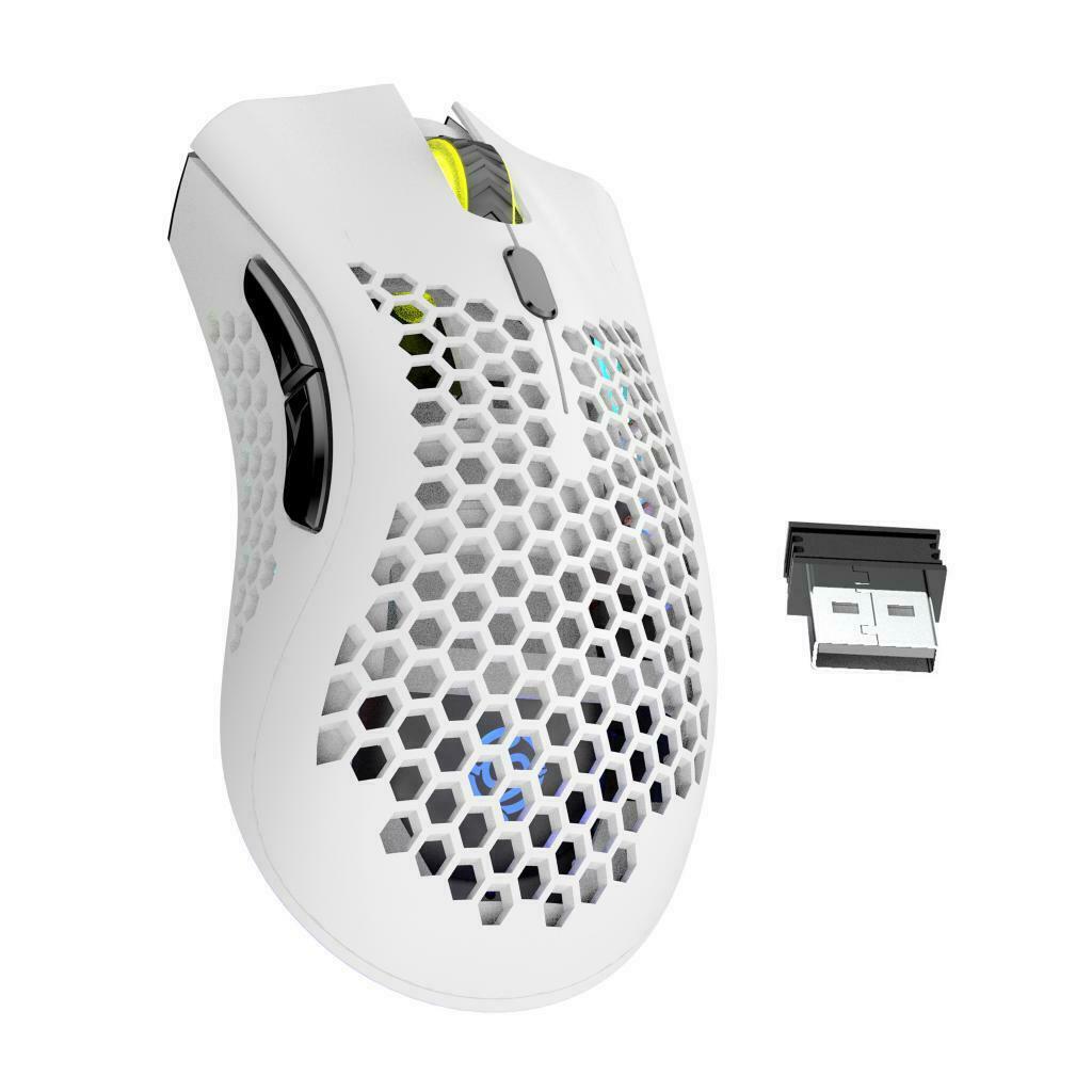 2.4G Wireless Gaming Mouse RGB Honeycomb Mouse Mice for Gamer Office White