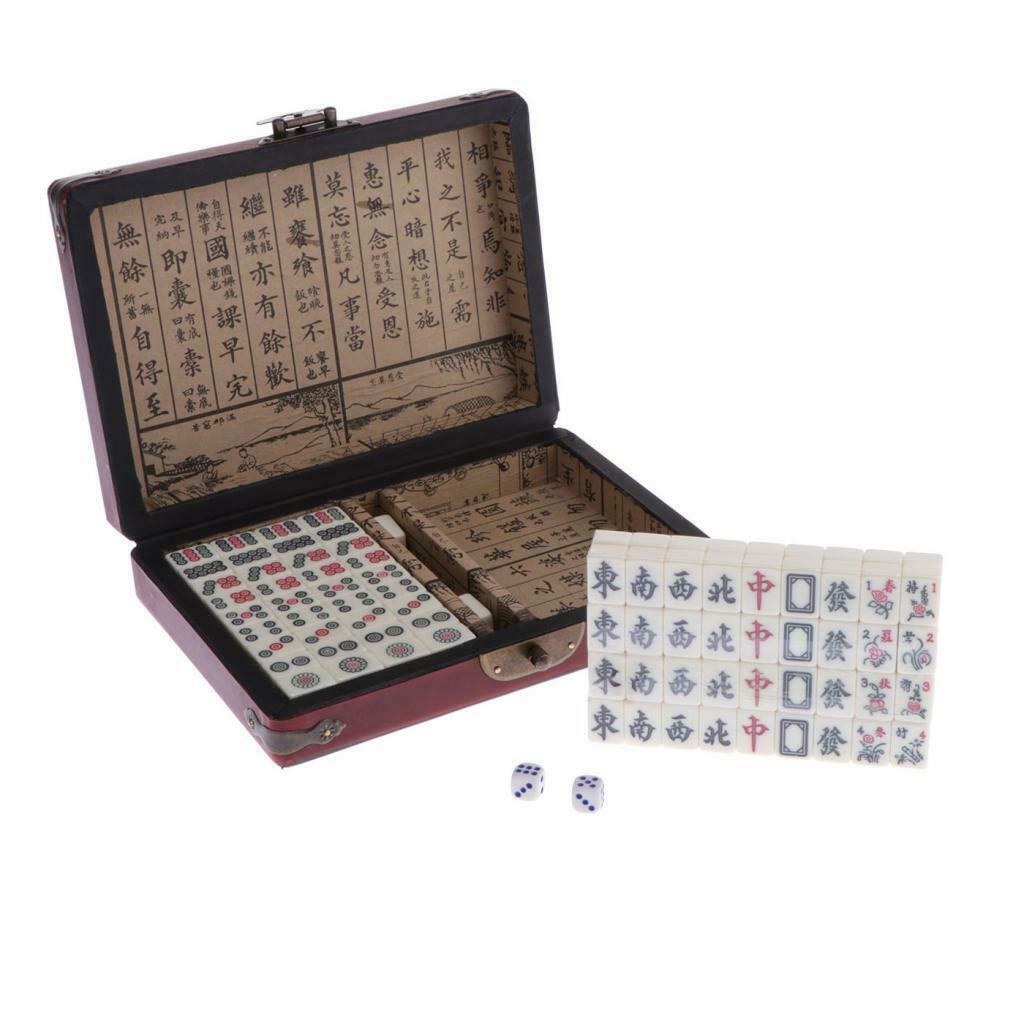 Mini Mahjong Traditional Chinese Version Travel Game Set Portable 144 Tiles