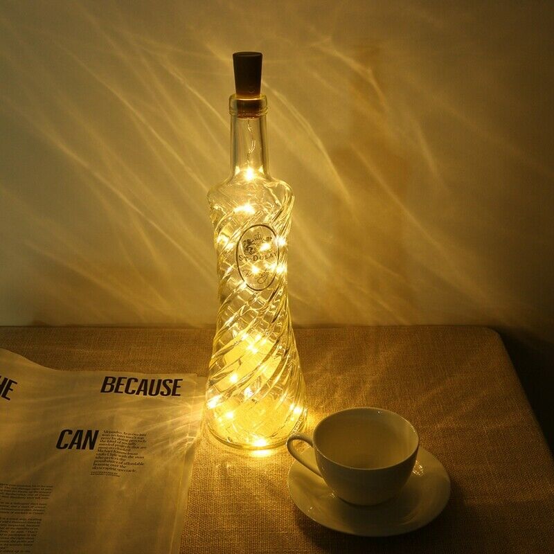 4X(4 St Led Wine Bottle with Cork 20 LED Bottle Lights Battery Cork K2K9)
