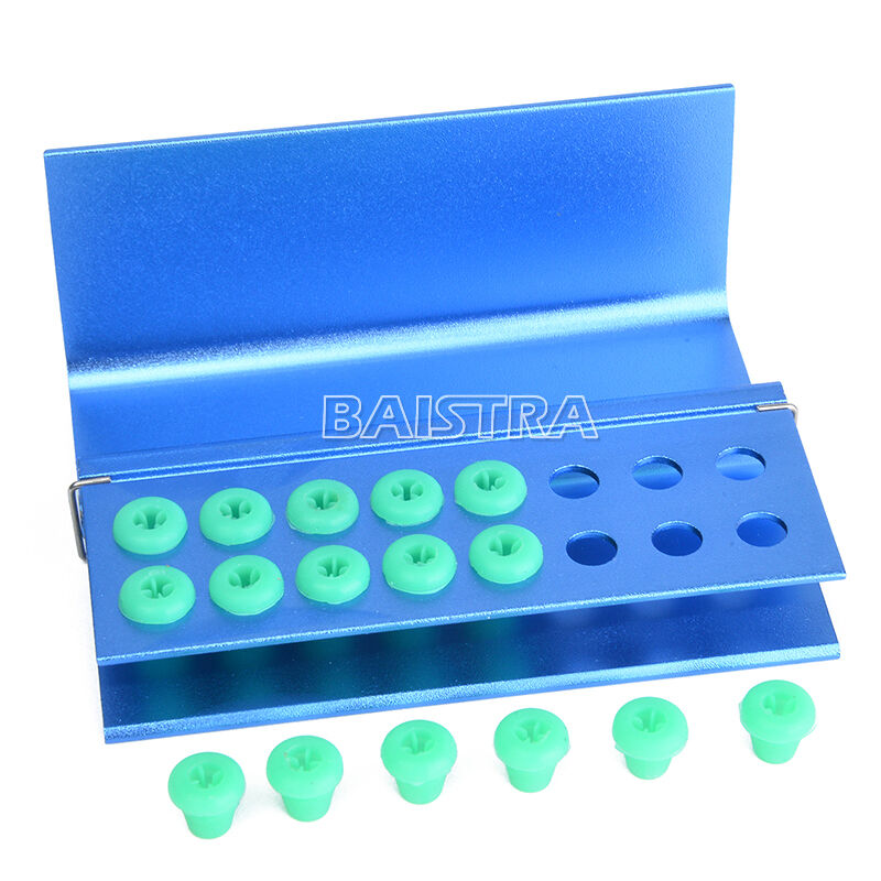 5Kits Dental Burs Holder Block 16 Holes & Silicon Cover FG RA Autoclavable Blue
