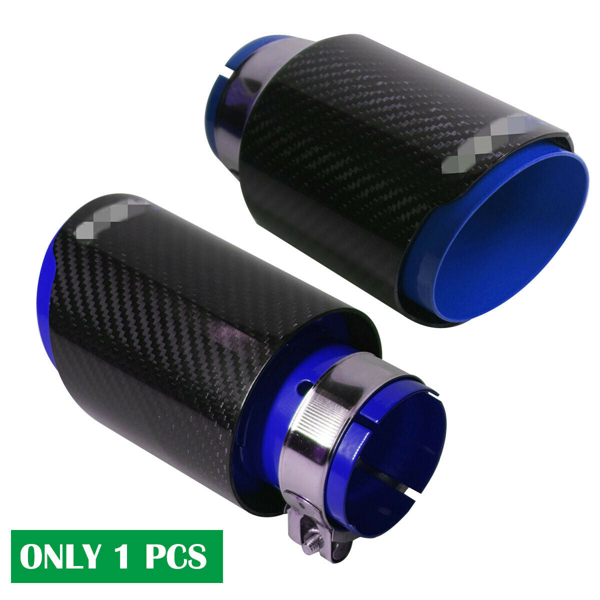 Carbon Fiber + Blue 2.5'' Car Exhaust Pipe Tip Stainless Steel Auto Universal