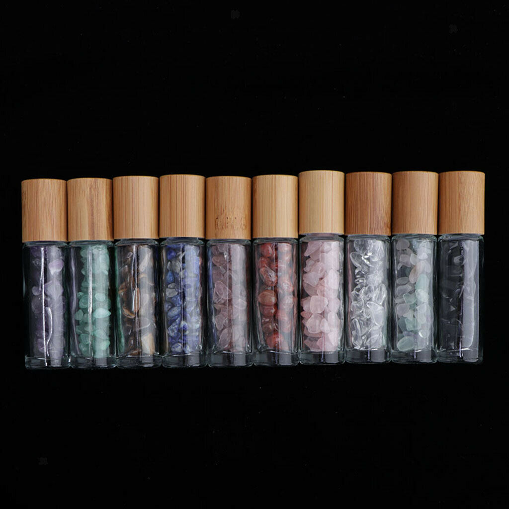 10pcs Empty Glass Essential Oil Roller Bottles Refillable with Roller Balls for